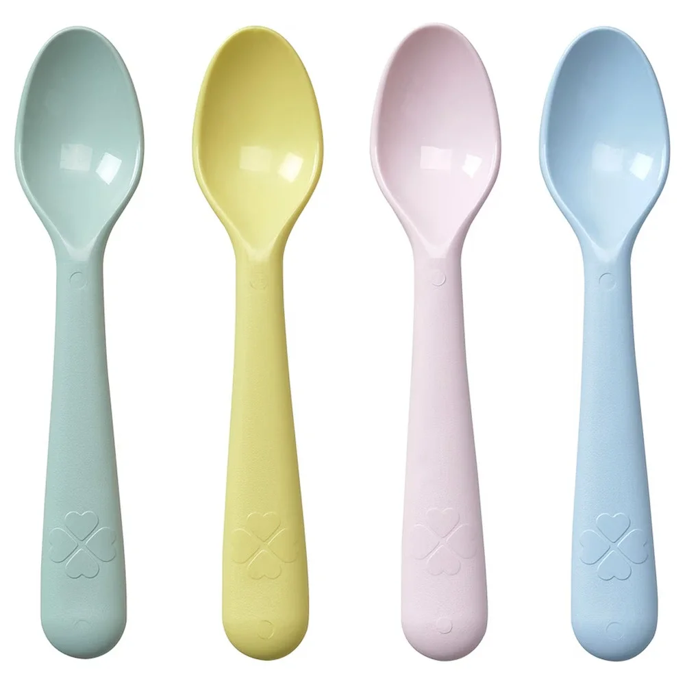 Lot of 4 IKEA KALAS Plastic Spoons Set Pastel Multicolor Kids Childrens NEW!